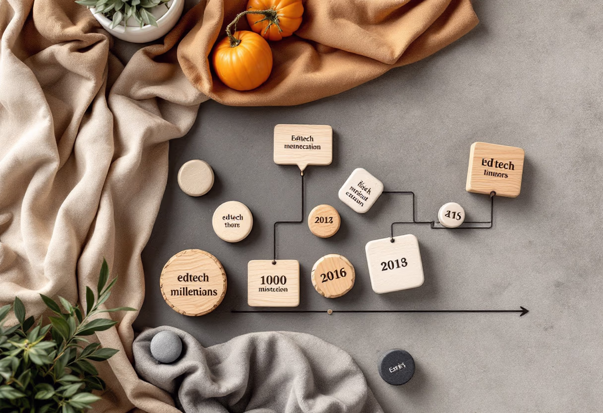 image of company milestones in a timeline format (for an edtech)