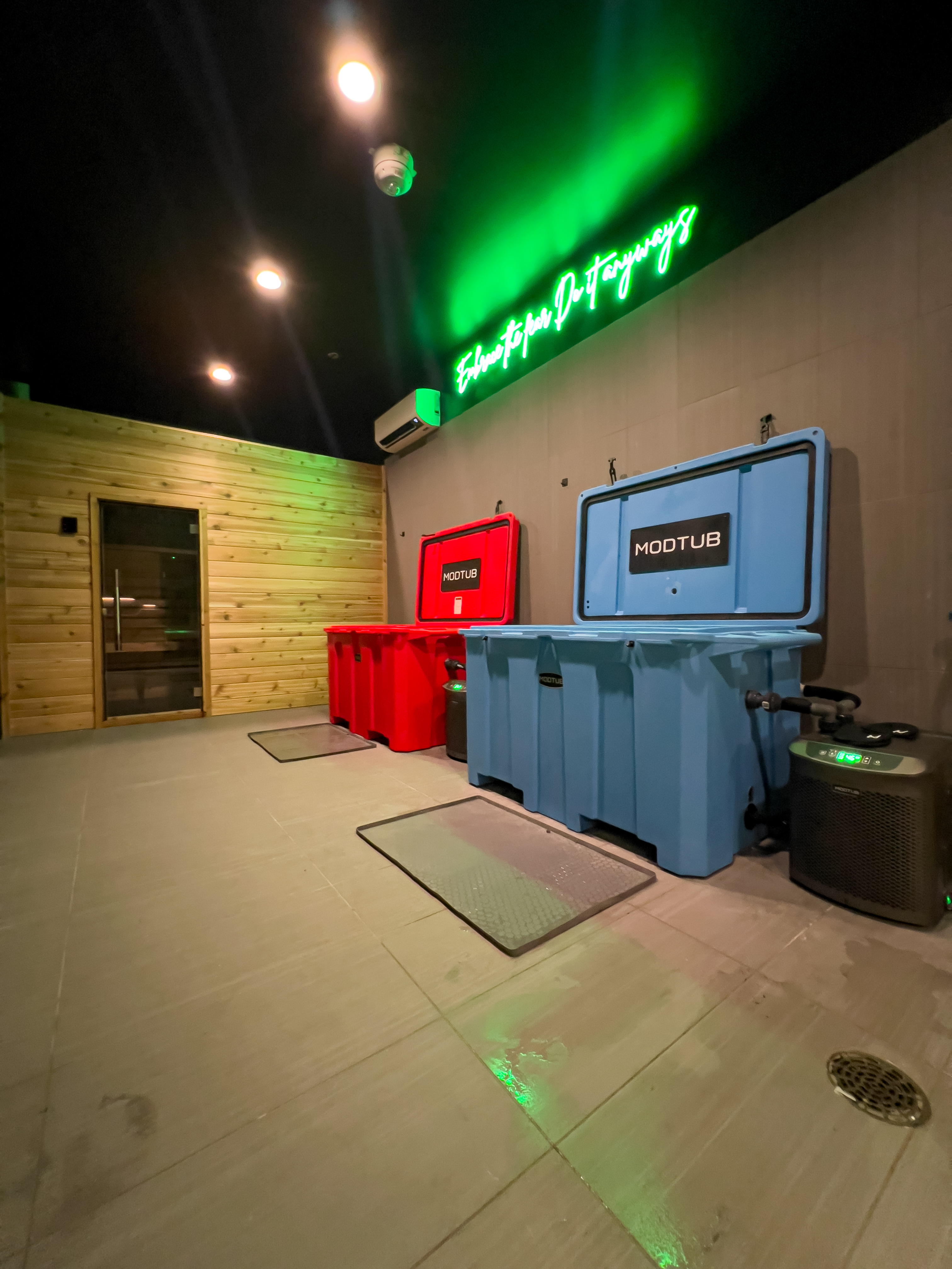 The ARC Gym recovery center with Modtub cold plunges and traditional sauna