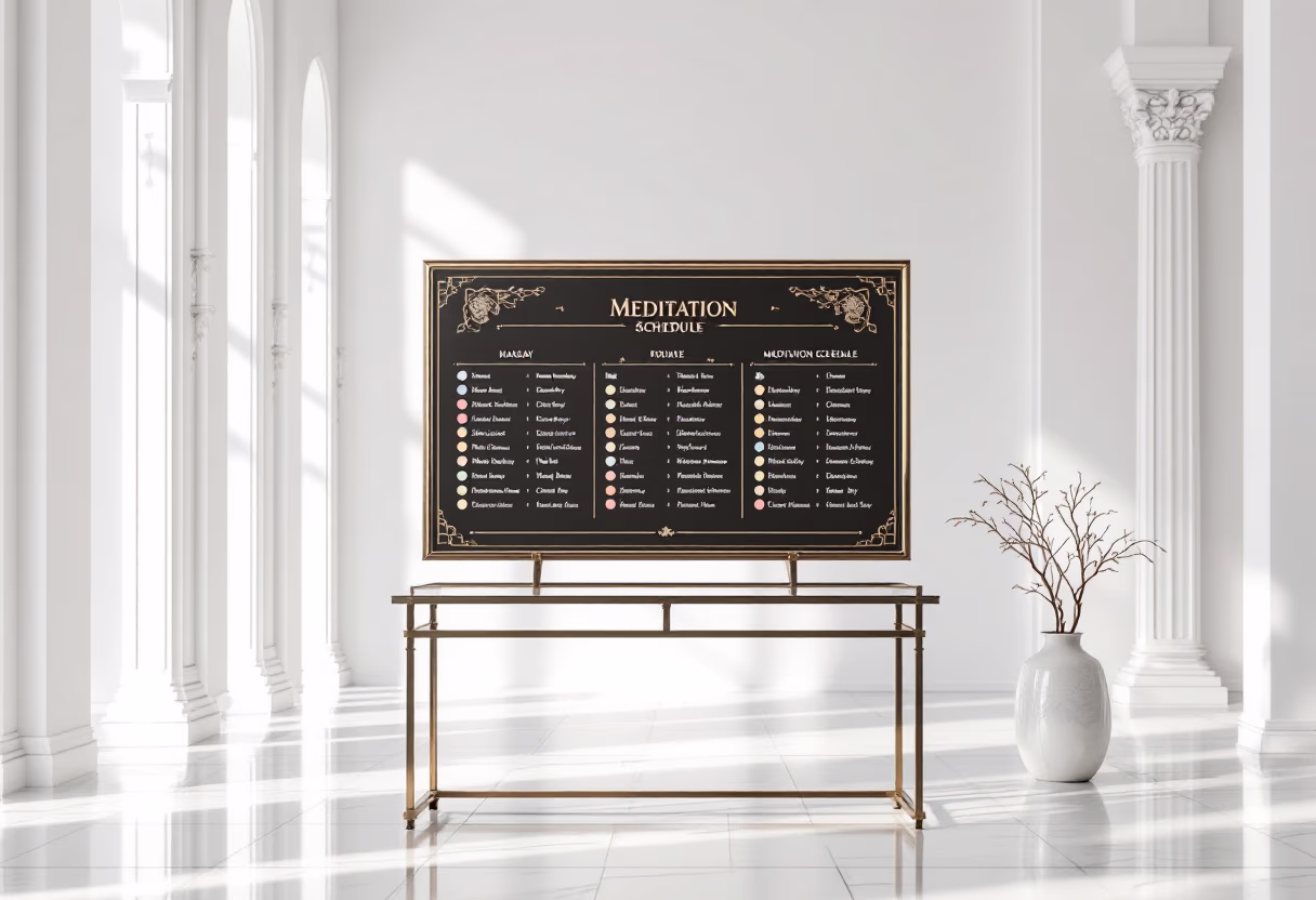 image of a meditation schedule at a buddhist monastery & temple