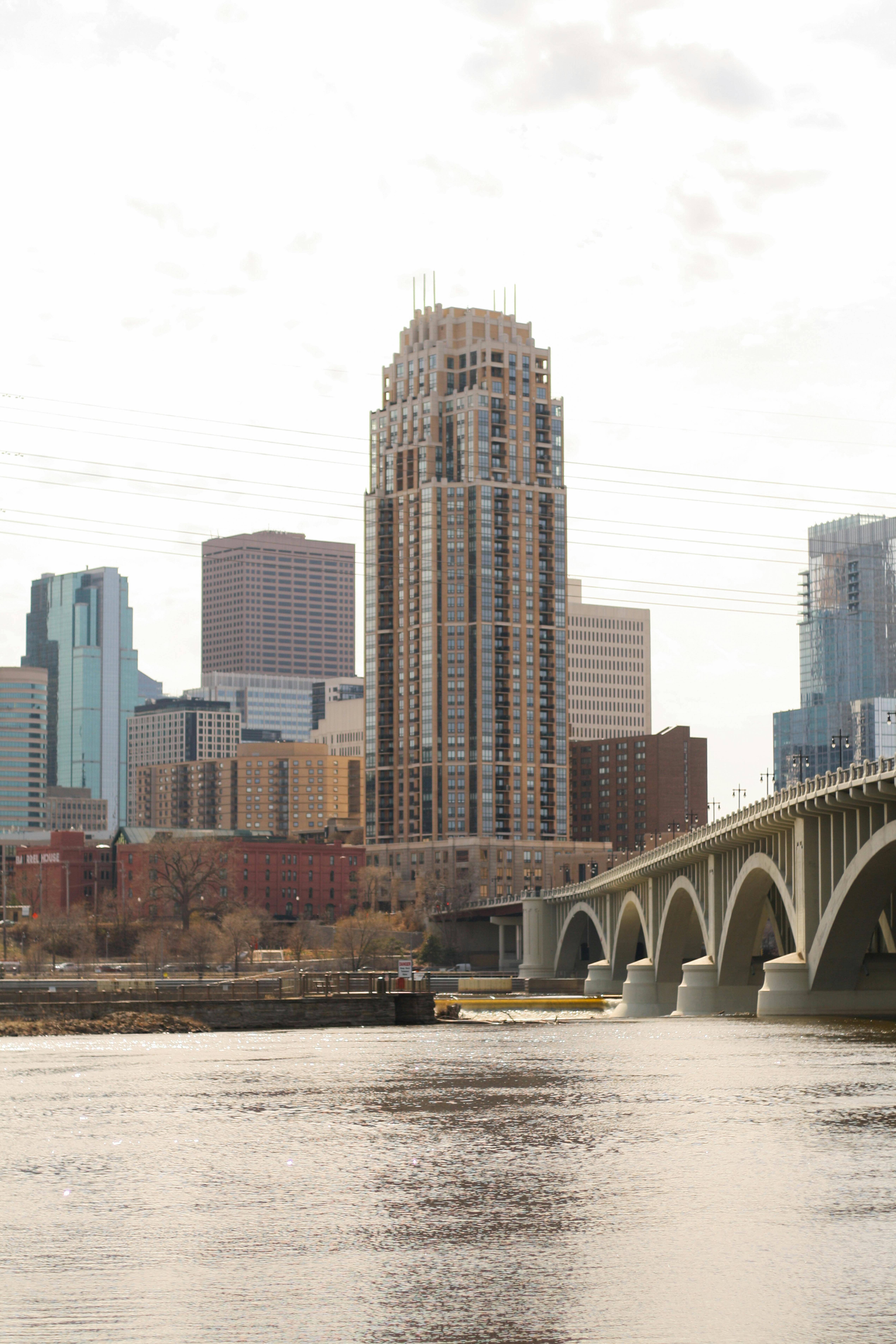 Minneapolis, Minnesota skyline with the Stone Arch Bridge