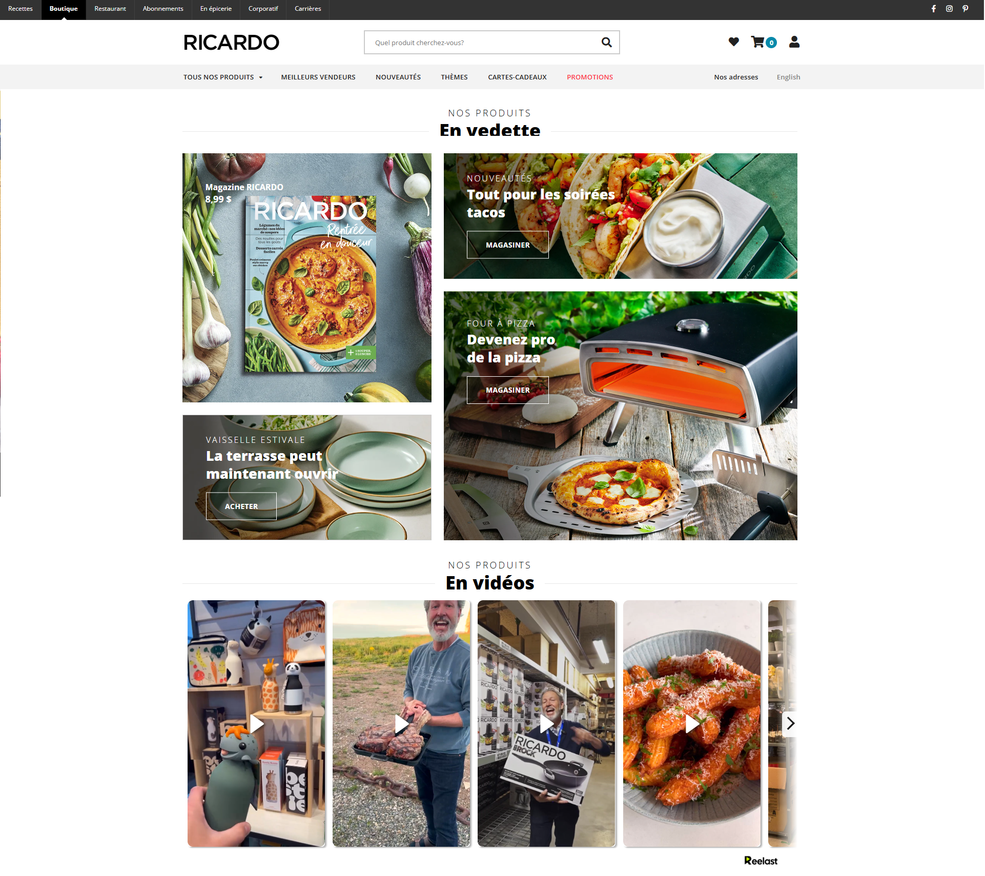 "In videos" carousel on the RICARDO shop homepage