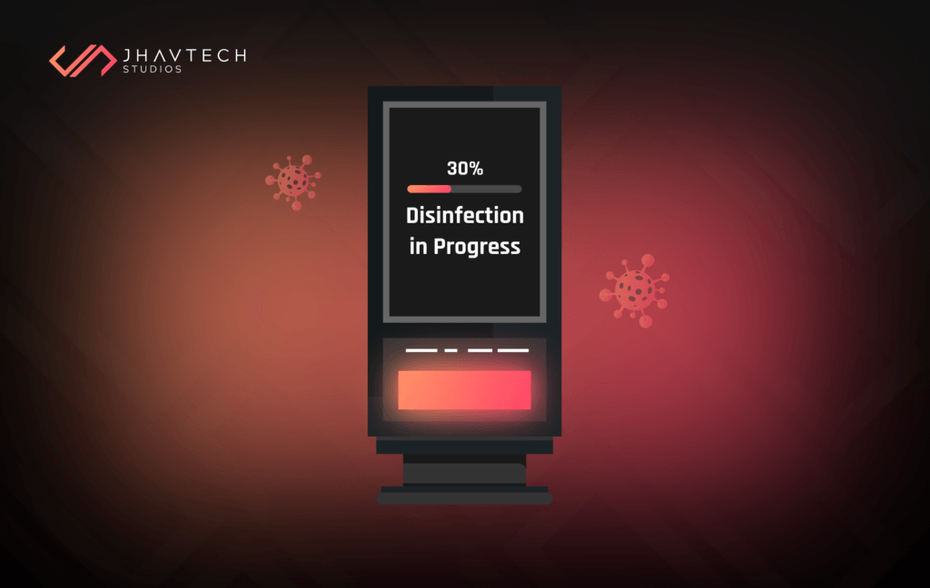 Temperature screening kiosk at a workplace entrance