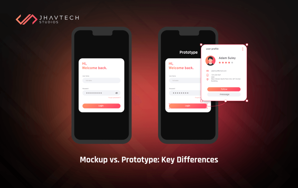 Mobile app mockup vs prototype comparison