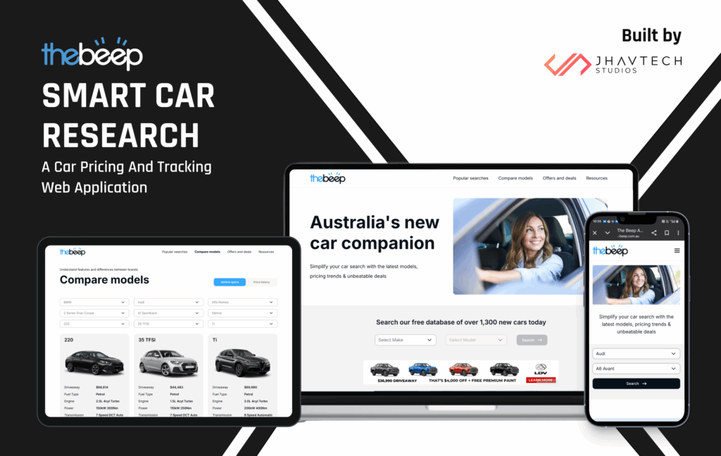 Smart car research app built by Jhavtech Studios for The Beep