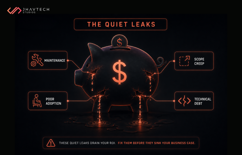 Hidden costs that reduce custom software ROI
