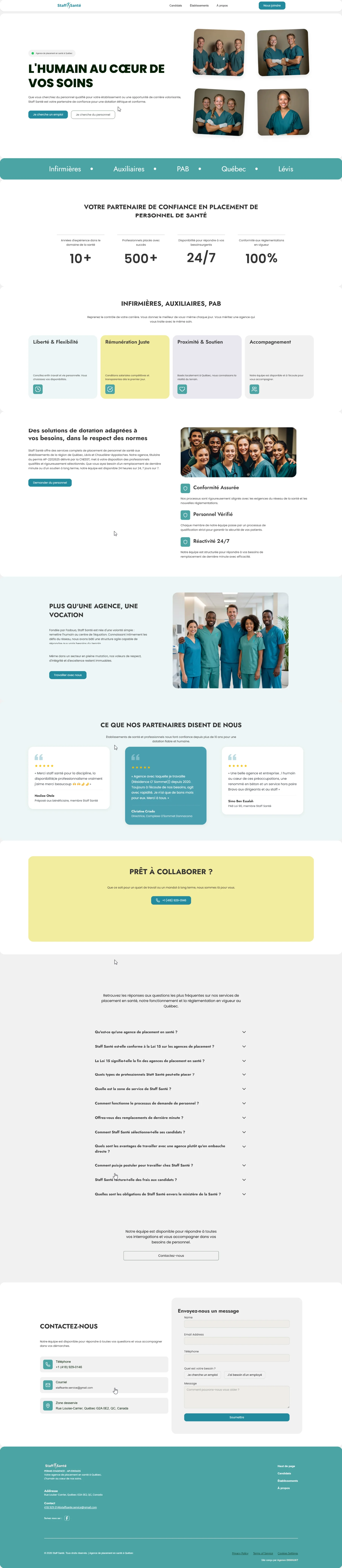 Site Staff Santé — page d'accueil sur navigateur desktop