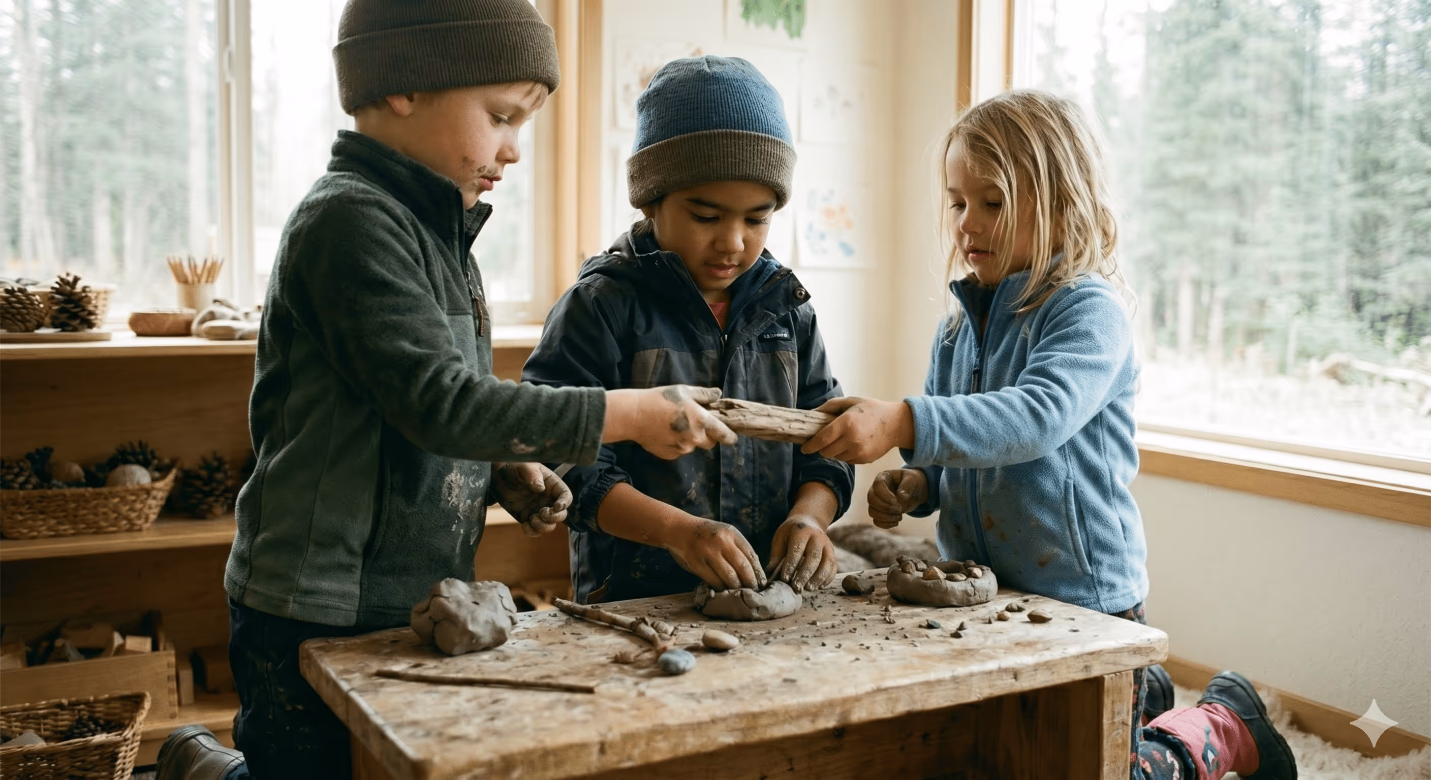 Children doing hands-on learning at Little Harvest