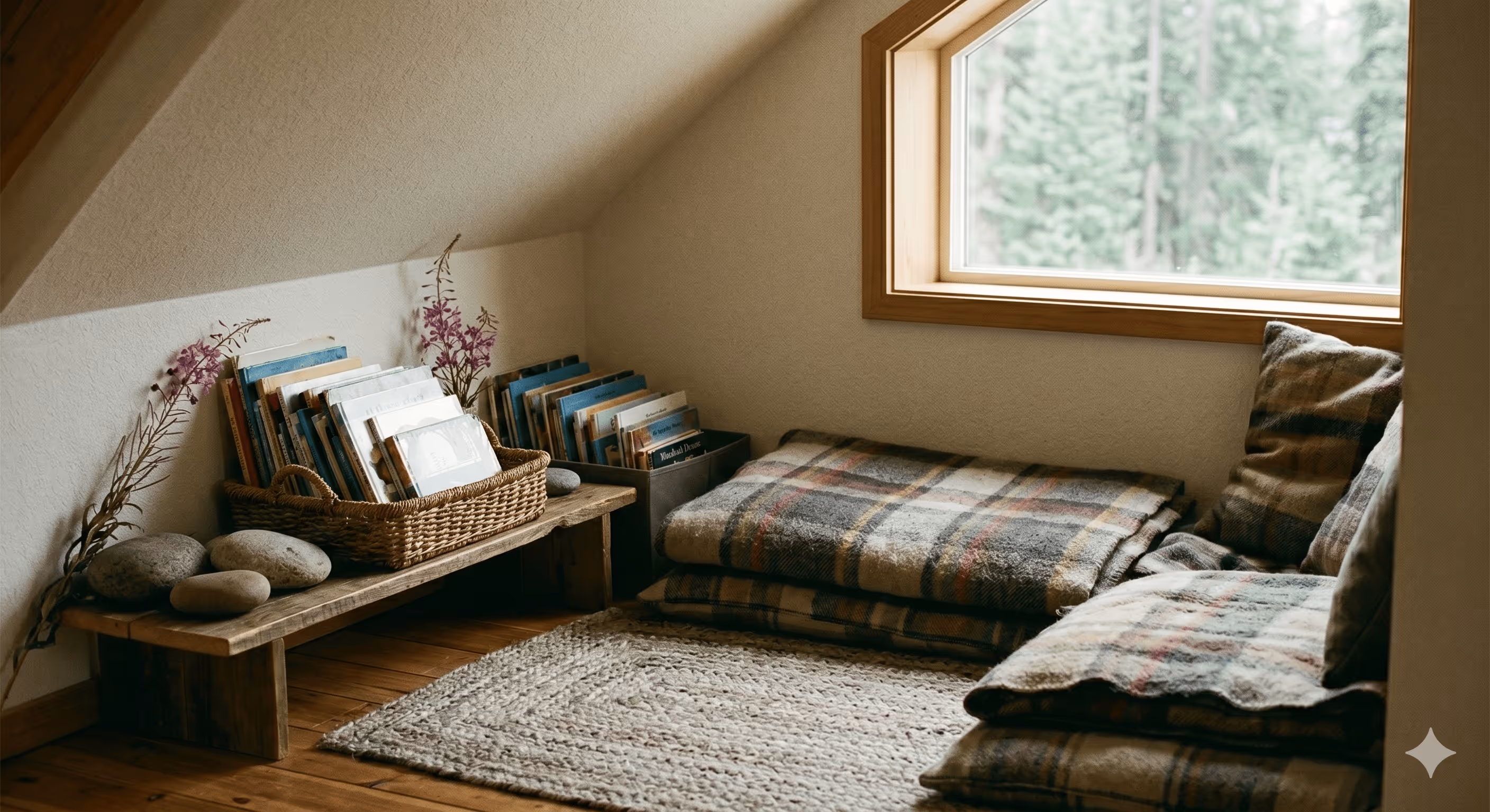 Cozy reading nook at Little Harvest Learning Center