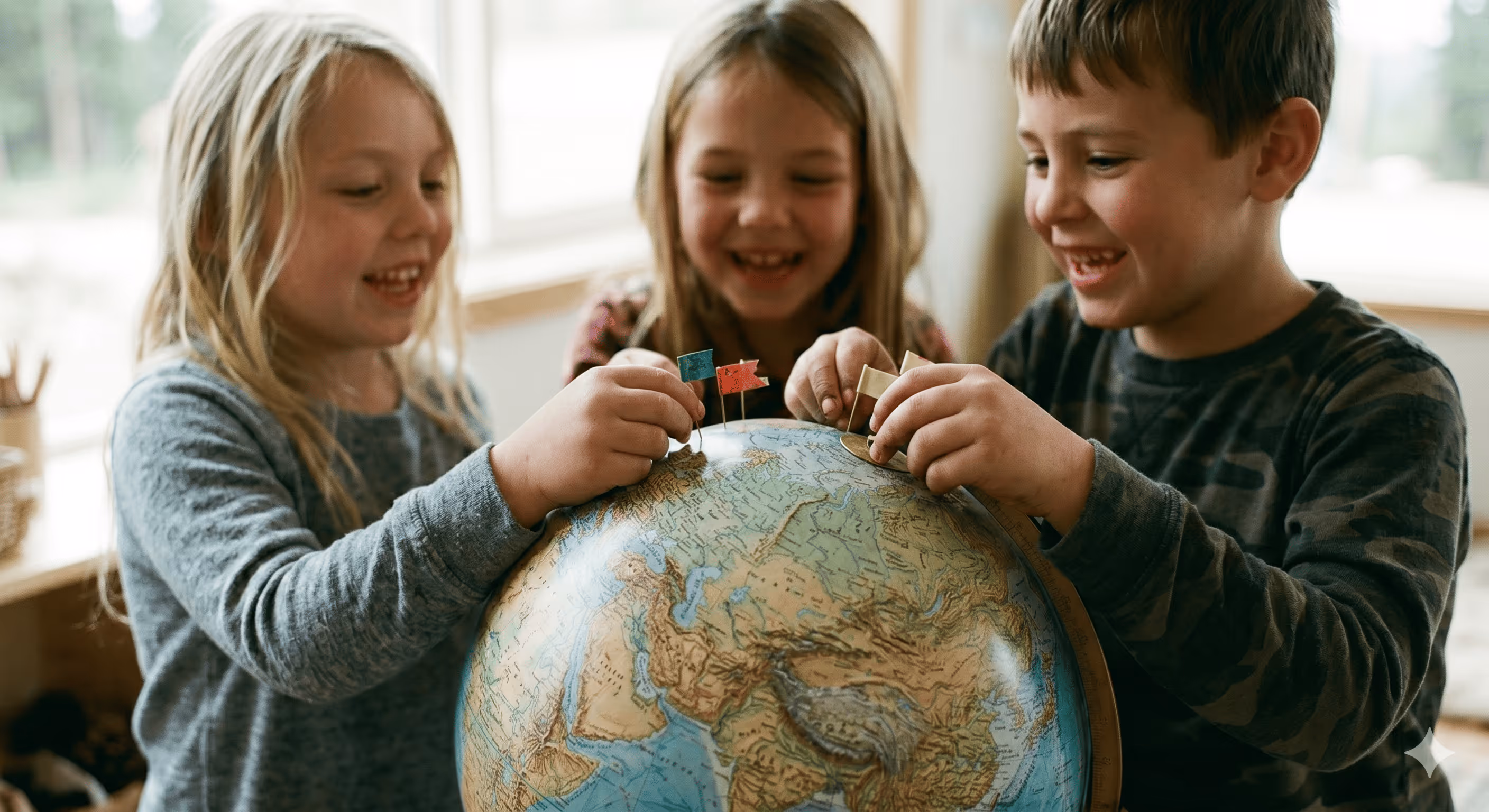 Children learning through hands-on building activities