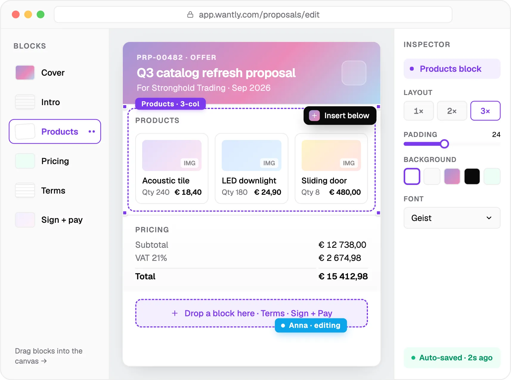 Create proposal mockup