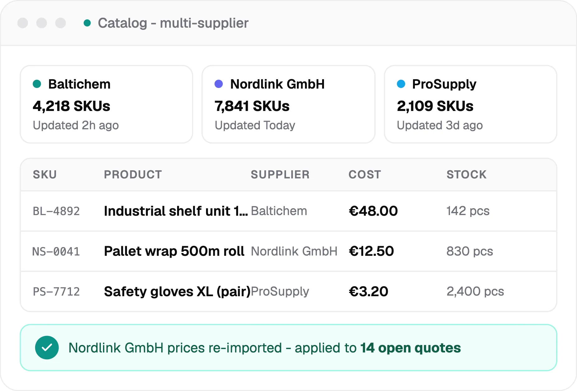 multi supplier catalog
