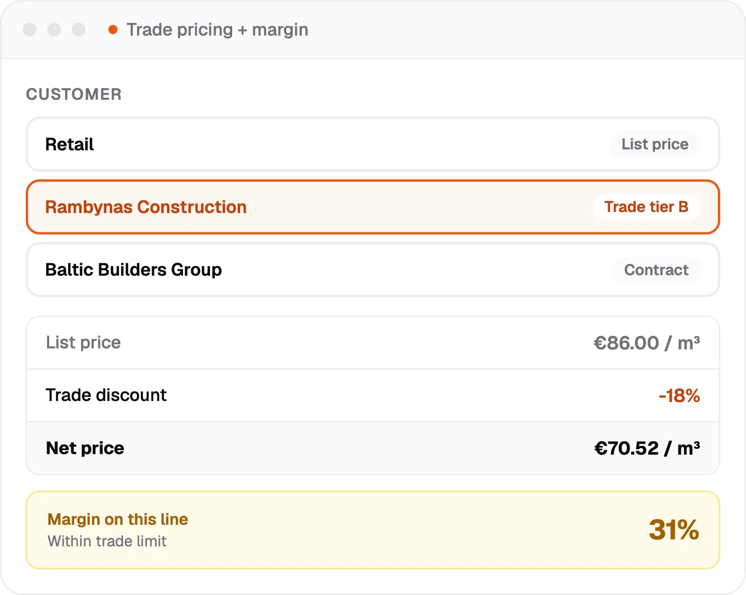 trade pricing