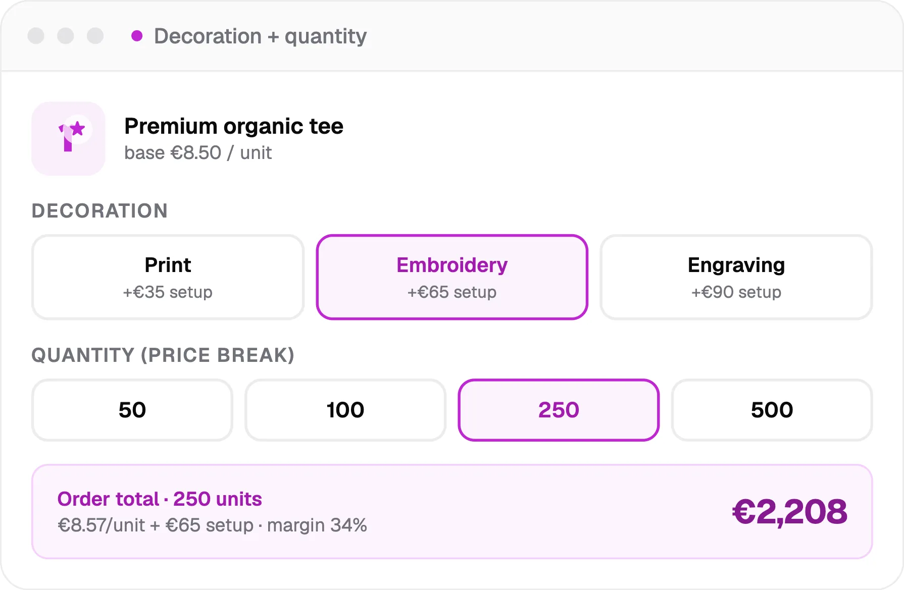 decoration quantity