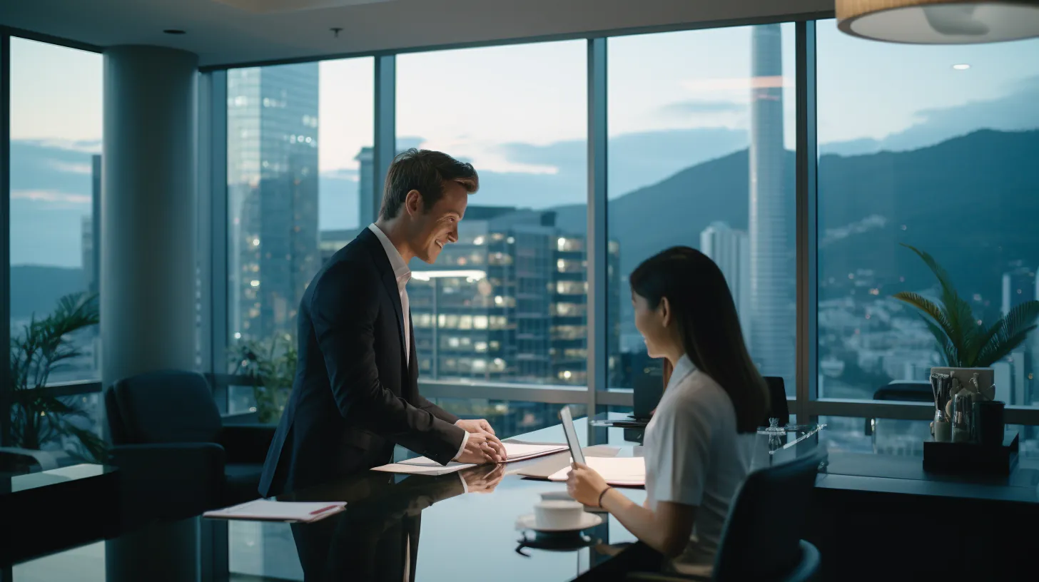 two real estate agent in a city office