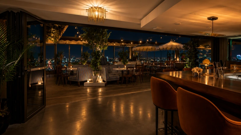 Harriet's Rooftop at night — RARE Nightlife Los Angeles