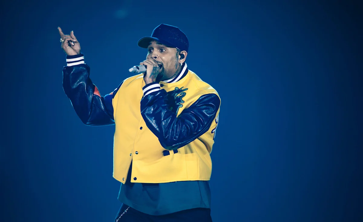 Chris Brown and Usher performing live at SoFi Stadium.