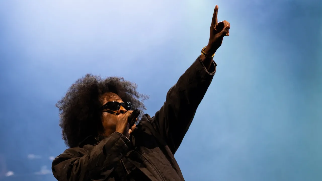 JAY-Z performing live at SoFi Stadium.