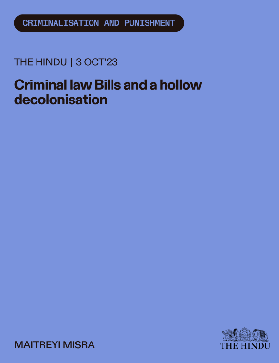 Thumbnail image for article: Criminal law Bills and a hollow decolonisation - The Hindu