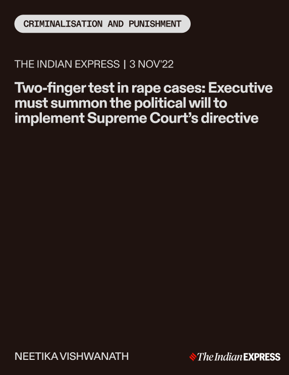 Thumbnail image for article: Two-finger test in rape cases: Executive must summon the political will to implement Supreme Court’s directive