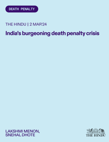 Thumbnail image for article: India's burgeoning death penalty crisis - The Hindu