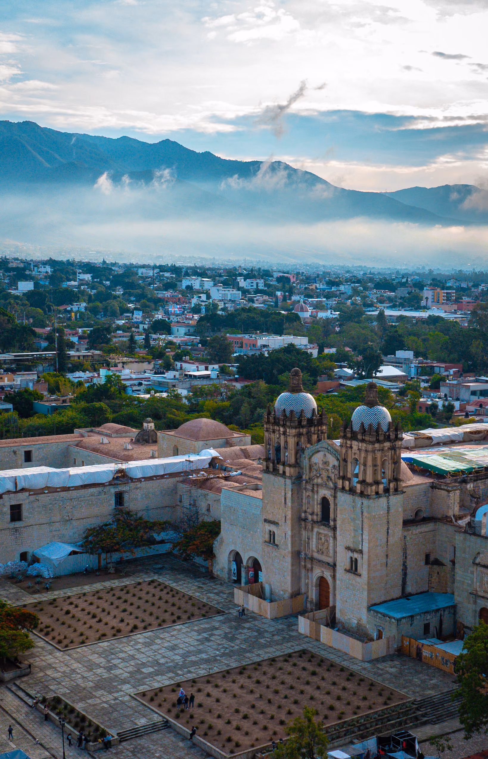 aerial view santo domingo church oaxaca 