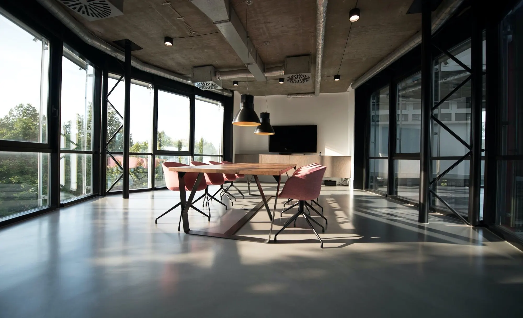An industrial style office.