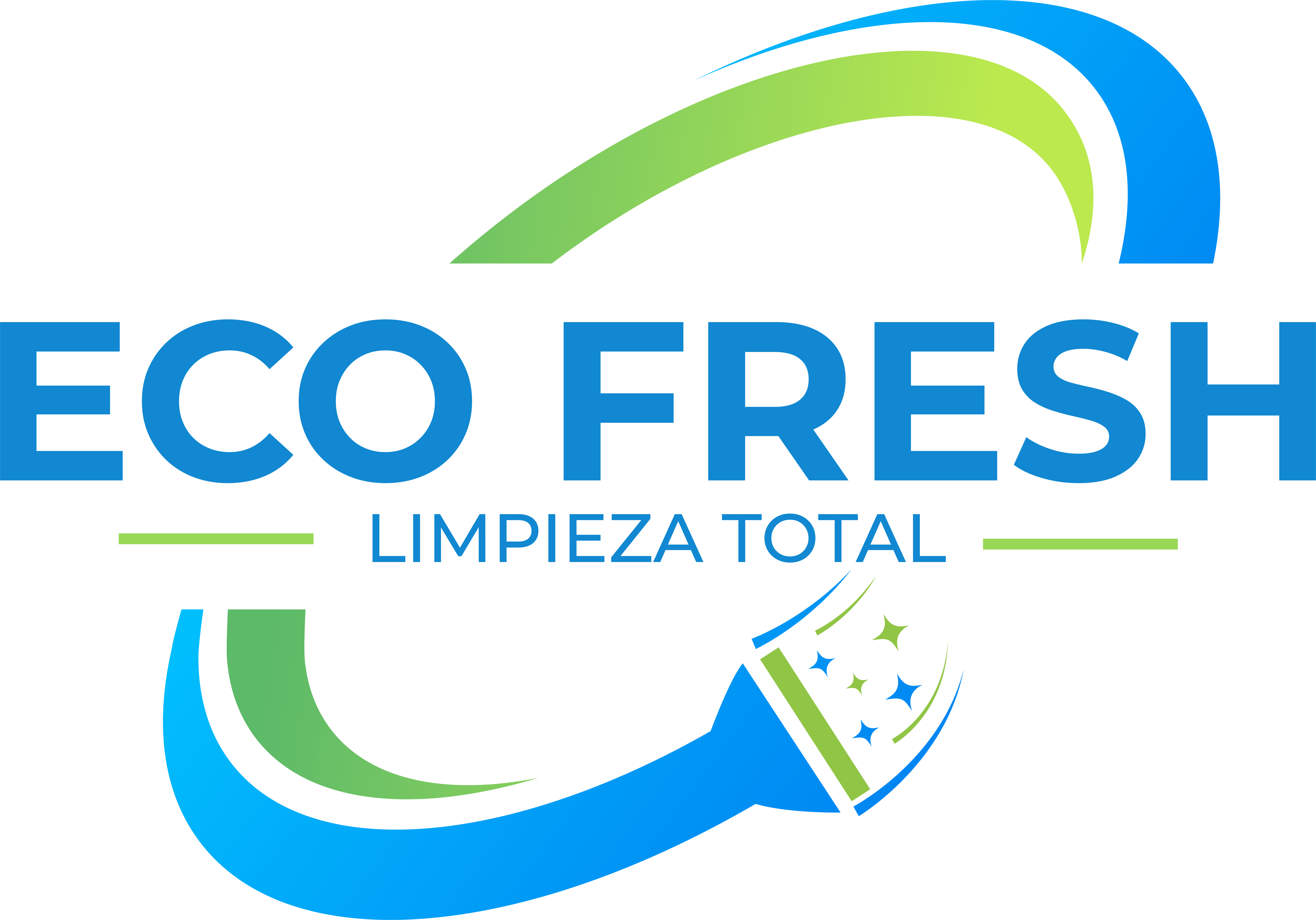 Eco Fresh logo with a squeegee and sparkling stars symbolizing total cleaning.
