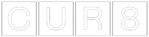 Black blocks with white letters and number spelling CUR8.