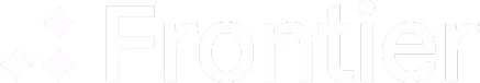 Frontier company logo in white with stylized star shapes.