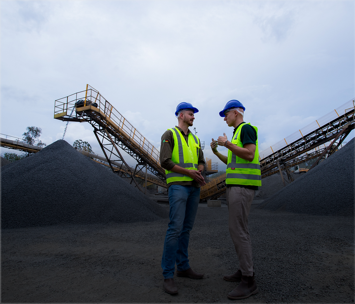 Two InPlanet team members at the basalt quarry