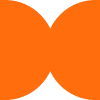 Orange abstract symmetrical shape resembling butterfly wings on white background.