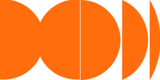 Abstract orange shapes on a black background forming a symmetrical pattern.