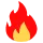 Icon of a stylized flame with red and orange colors representing fire.