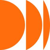 Three vertical orange half-circles aligned from left to right on a white background.