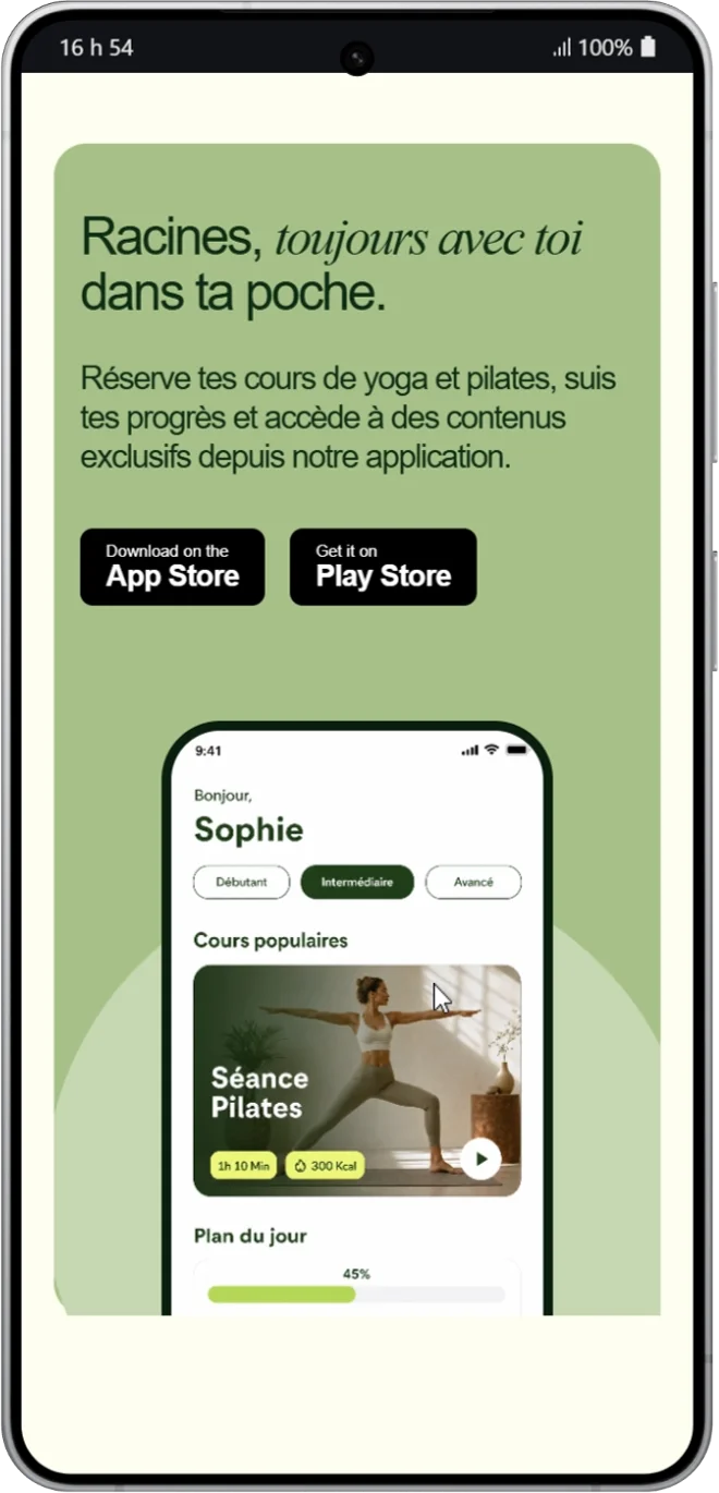 Démo ForgeBoxe sur cellulaire — le parcours vu sur téléphone