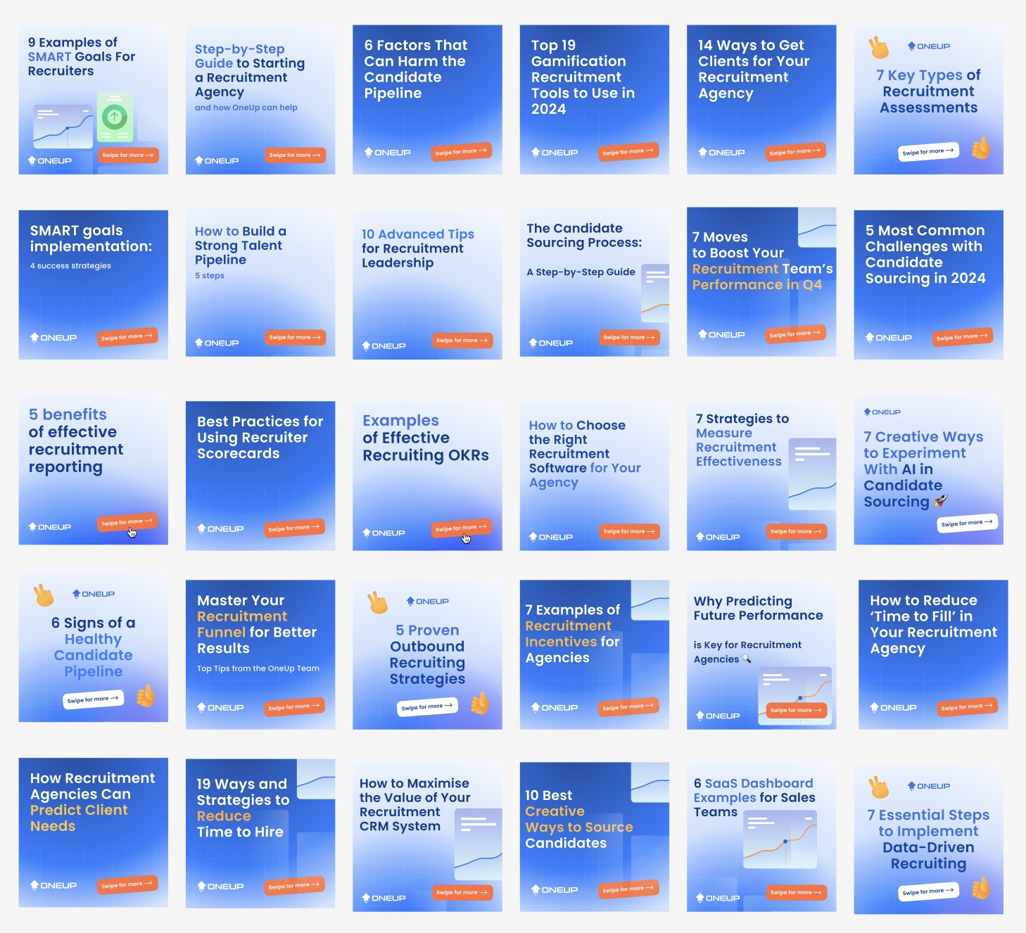 Grid of OneUp LinkedIn carousel covers