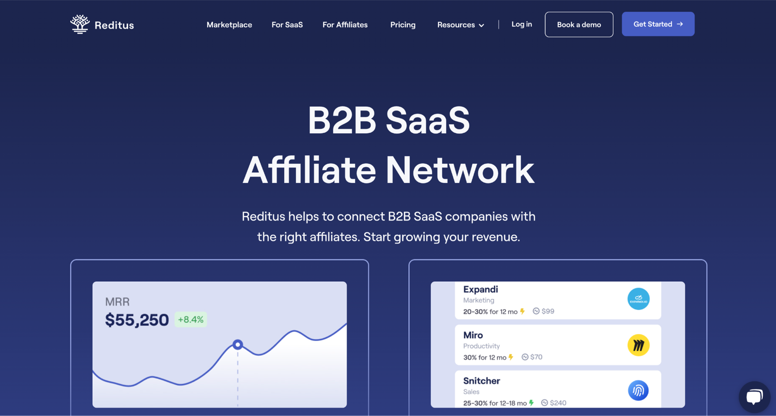 Reditus homepage after the redesign