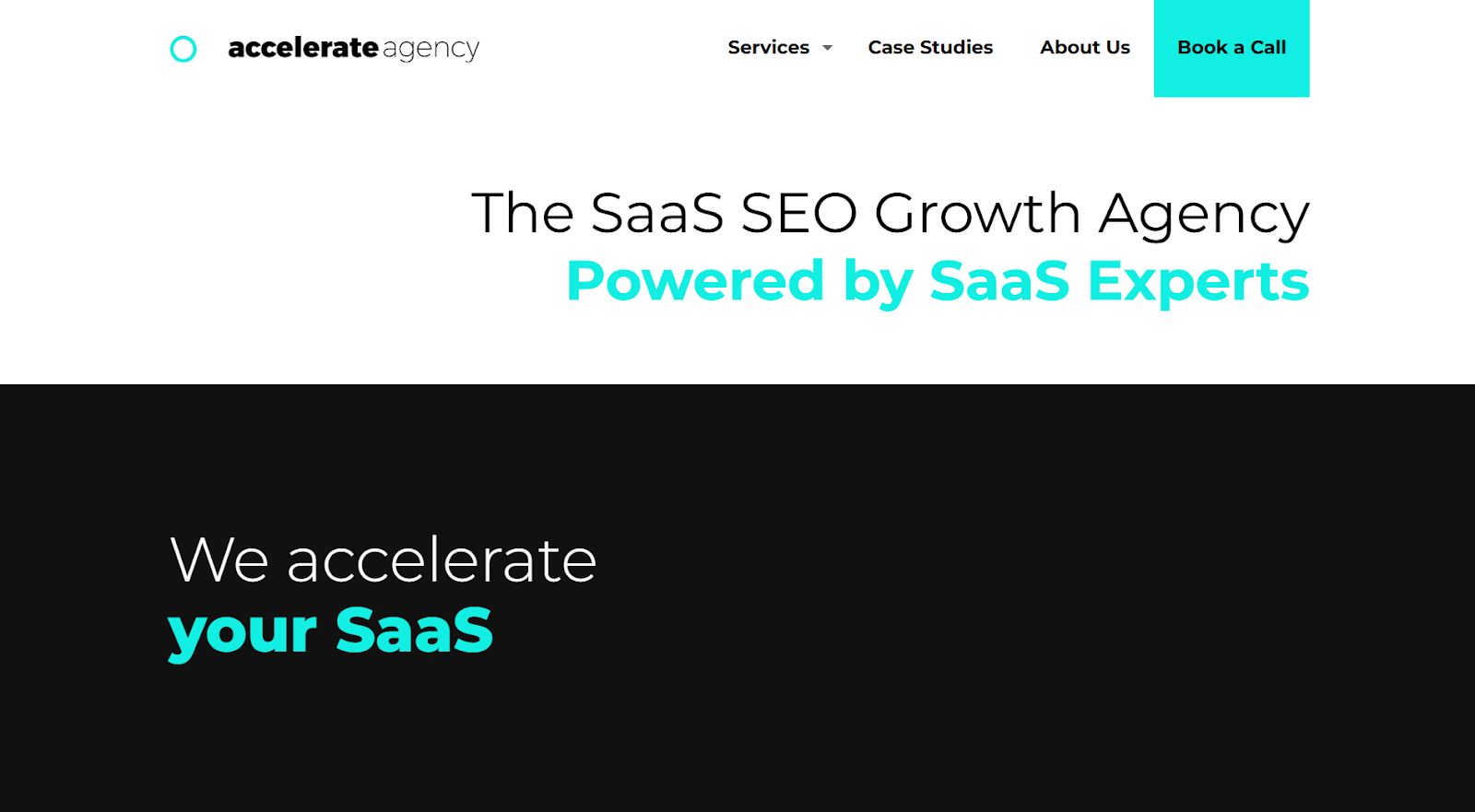 accelerate agency website screenshot.