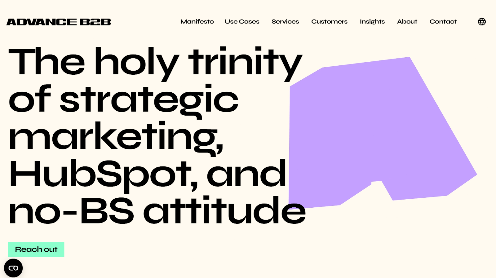 Advance B2B website screenshot.