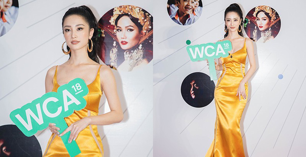 Choosing a bold, hard-to-wear gold tone, Jun Vu still looks stunning on the WeChoice Awards 2018 red carpet