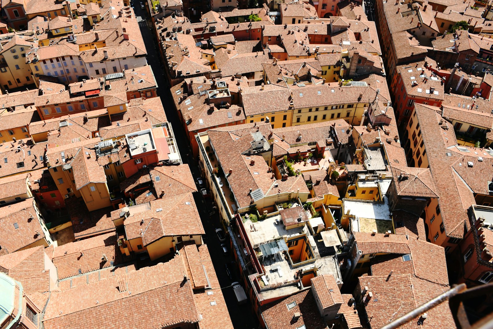 Terracotta rooftops of Bologna seen from the Two Towers