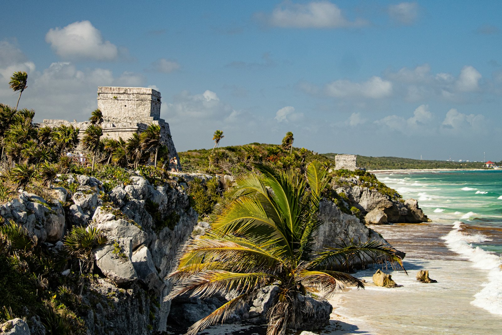 Tulum Mayan ruins on the cliff above the Caribbean beach
