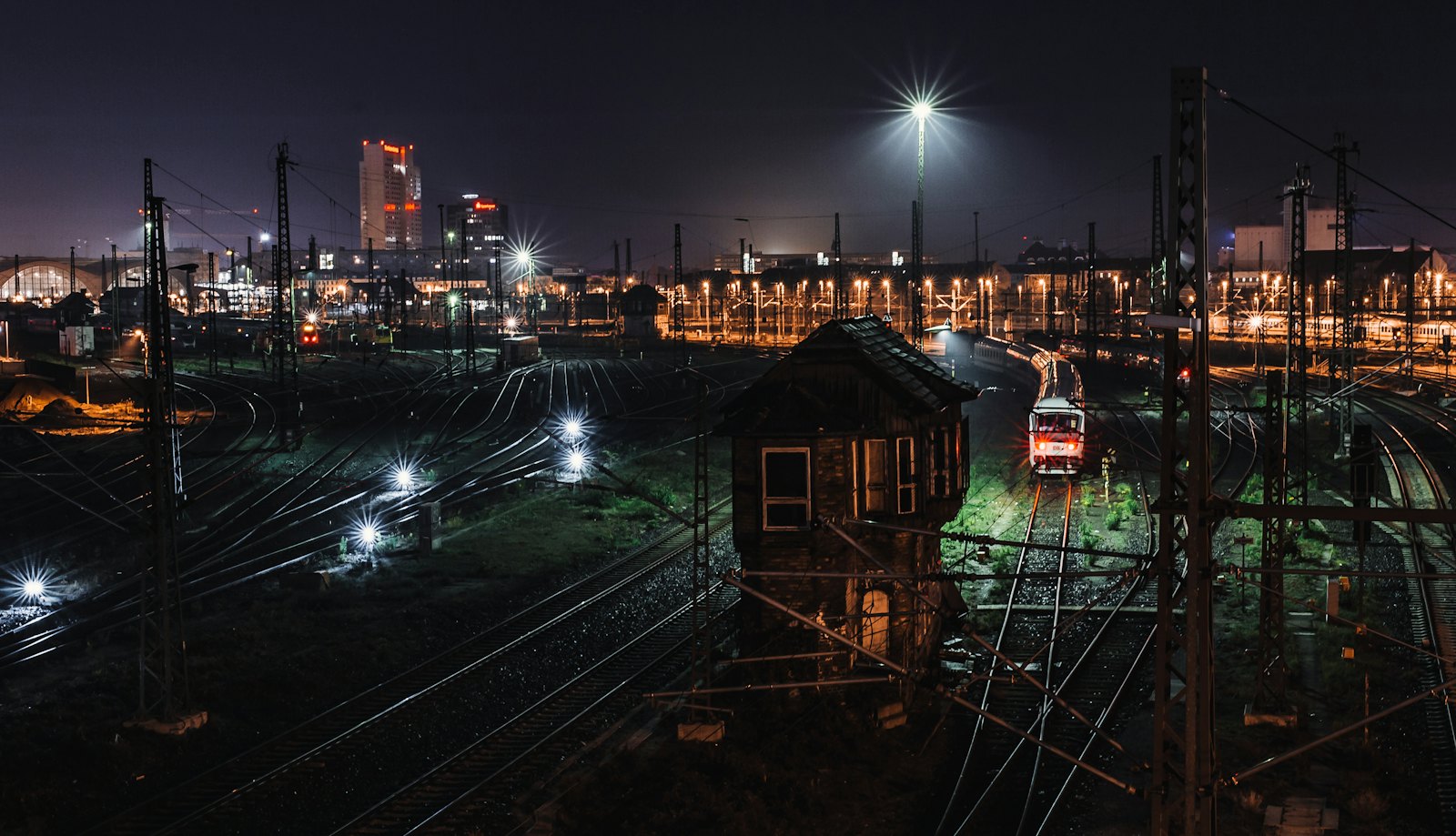 Leipzig city skyline at night