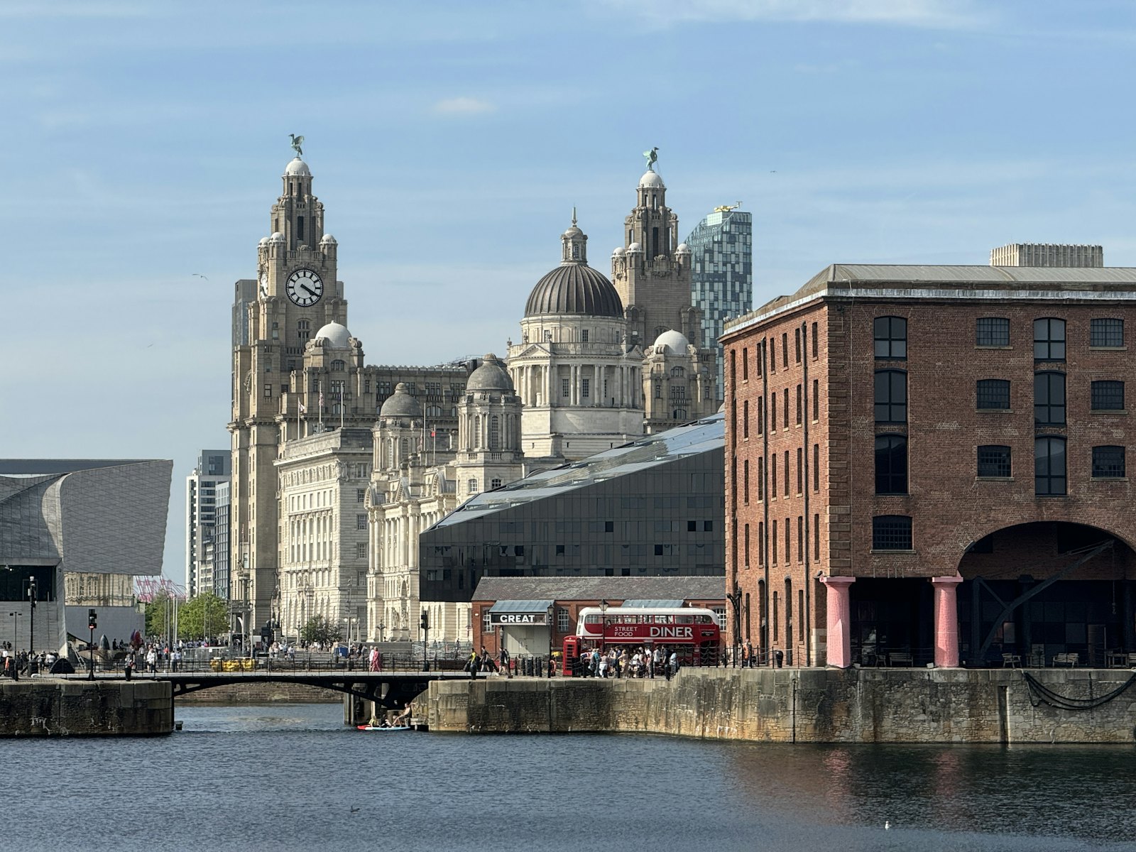 Royal Liver Building seen from the Albert Dock, Liverpool