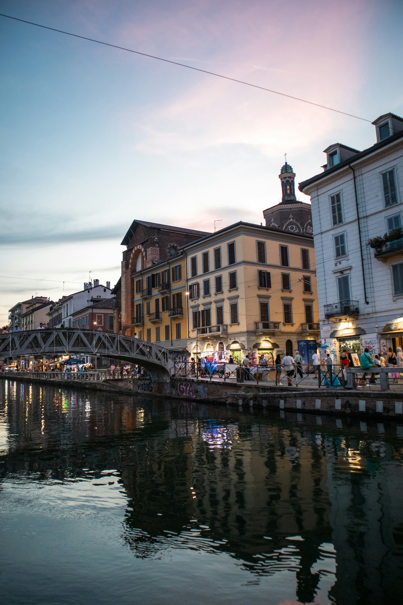 Milan canal at dusk