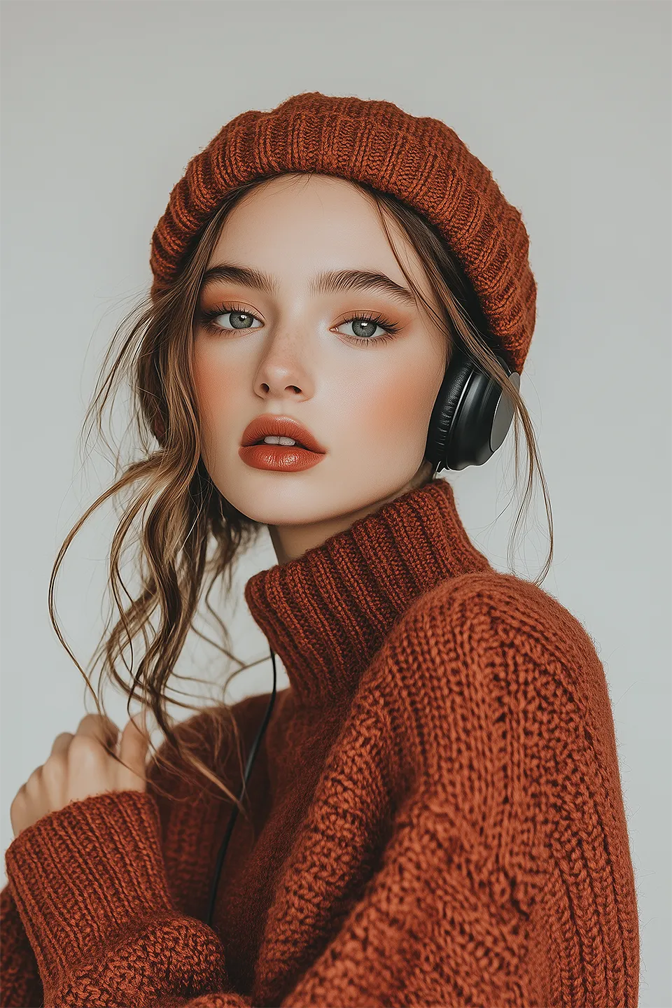 woman wearing earphones