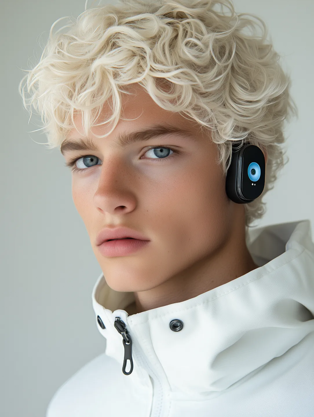man wearing earphones