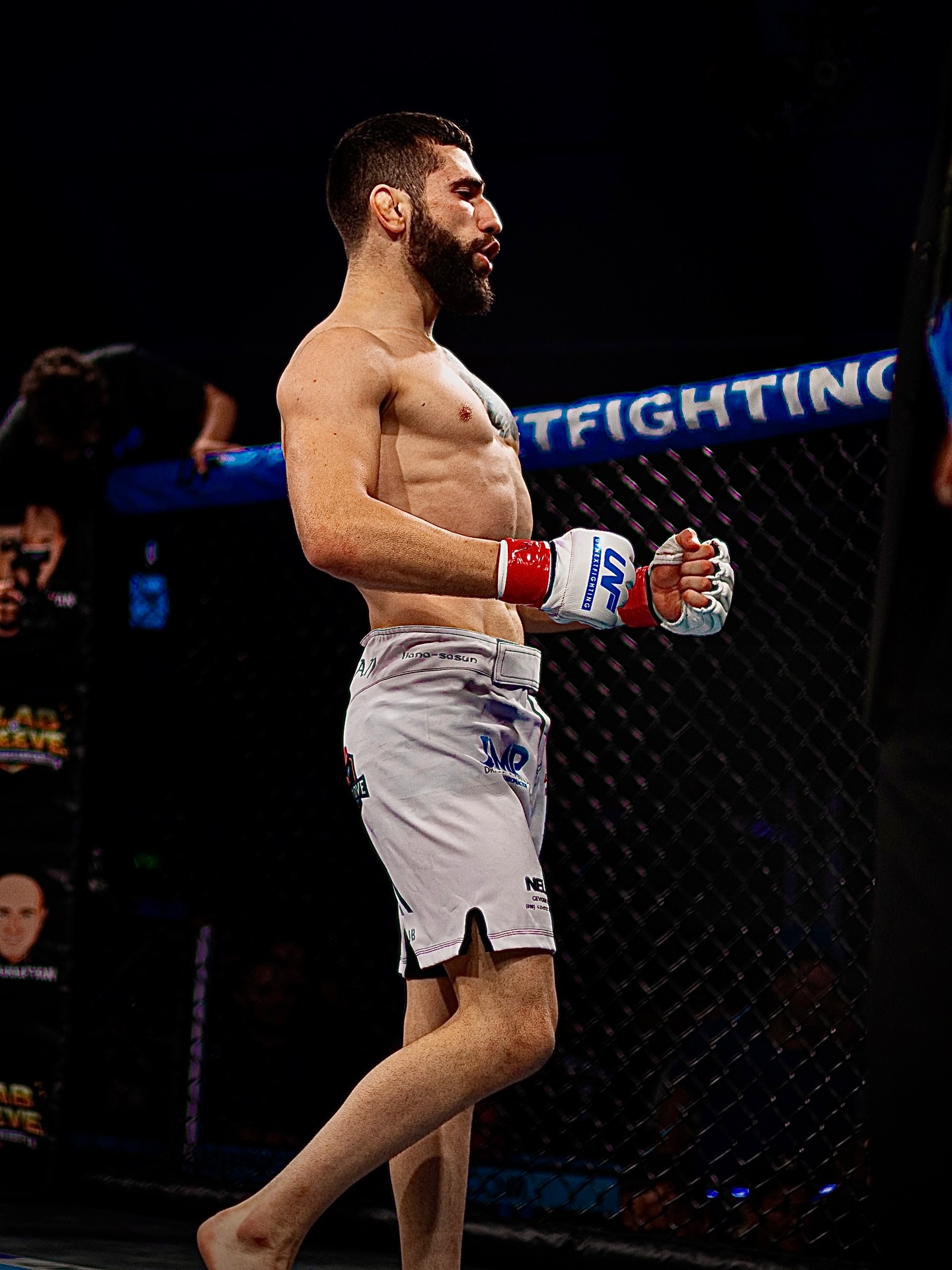Pargev Khachatryan in the cage on fight night