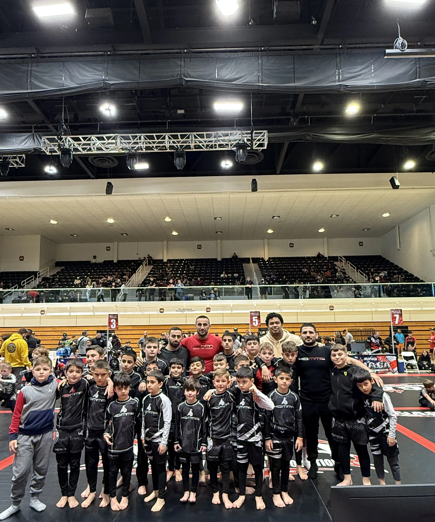 KD MMA youth competition team lined up at a jiu-jitsu tournament