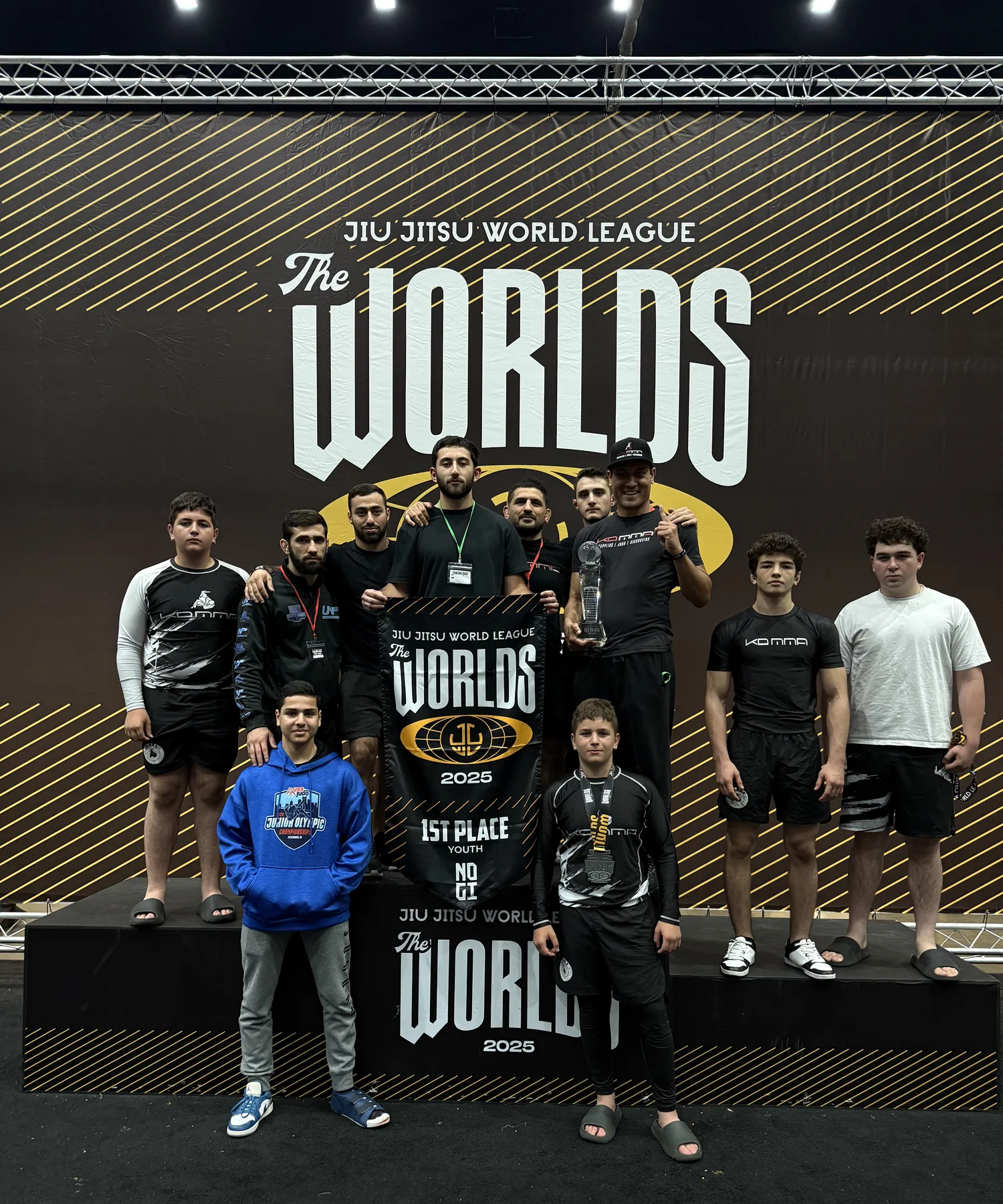 KD MMA jiu-jitsu team taking first place at the Jiu-Jitsu World League Worlds